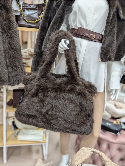 Kožíšková kabelka čokoládová