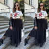 Tylová maxi sukně Black