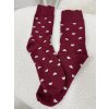 Vínové ponožky se srdíčky vysoké