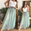 Tylová maxi sukně mintová