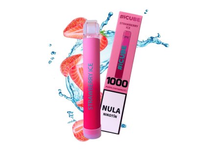 elektronicka cigareta icube 1000 strawberry ice bez nikotinu 0mg