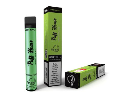 Puff House Green Apple Ice Jednorazova e cigareta