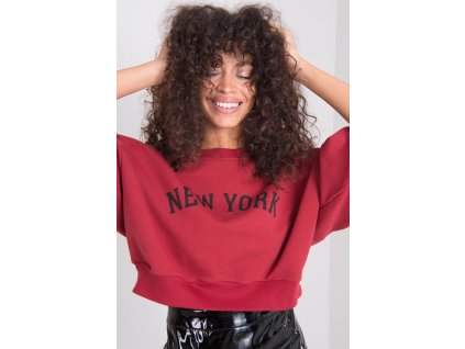 Vínovočervená krátka dámska tepláková mikina New York