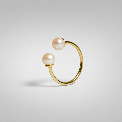 Double Pearl Gold prstýnek