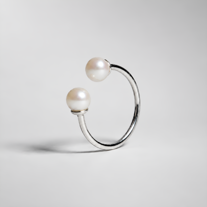 Double Pearl Silver prstýnek