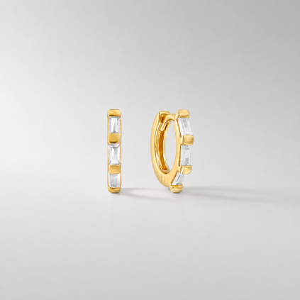 Baguette Gold Hoop náušnice