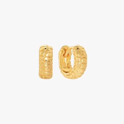 Embossed Gold Hoop náušnice