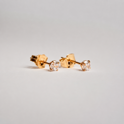 14K Gold Solitaire Stud náušnice