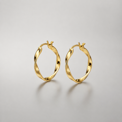 14K Gold Curly Hoop náušnice