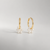 14K White Pearl hoop náušnice