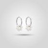 White Pearl hoop silver náušnice