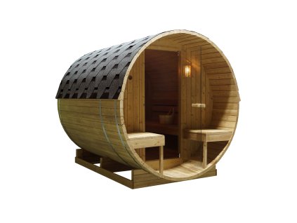Venkovní sudová sauna BERGEN pro 4-6 osob 194,8x220x191,5 cm (F70220)