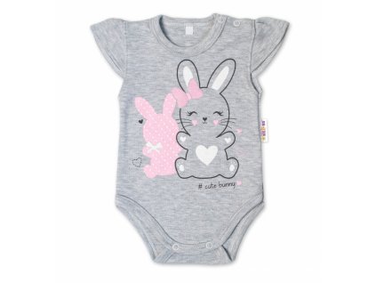123352 216417 baby nellys bavlnene kojenecke body kr rukav cute bunny sede