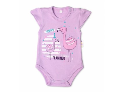 123463 216405 baby nellys bavlnene kojenecke body kr rukav flamingo lila