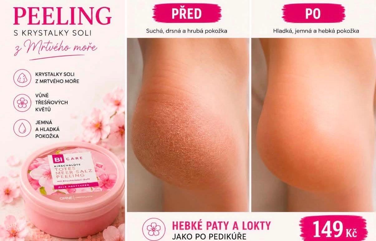 BI CARE tělový peeling - Před a Po