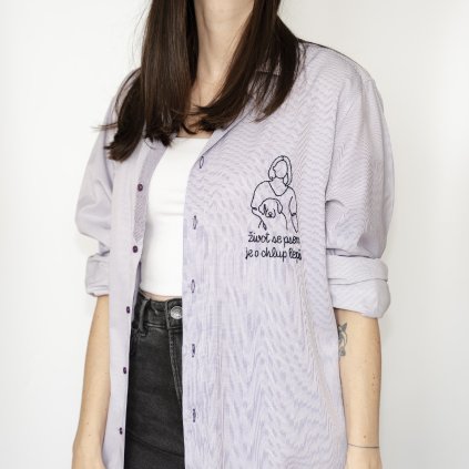 Upcyklovaná košile Život se psem je o chlup lepší