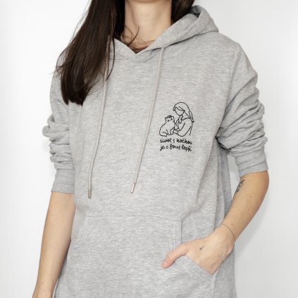 Upcyklovaná mikina Život s kočkou je o fous lepší