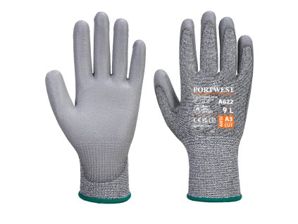 Rukavice neporézne PU Palm Cut šedé