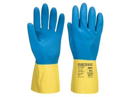 Dvojito máčané latexové rukavice žlto-modré