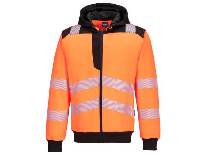 Mikina PW3 Hi-Vis na zips oranžovo-čierna