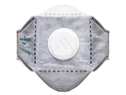 Plochá skladaná uhlíková maska s ventilom EAGLE FFP3 (Pk10) biela