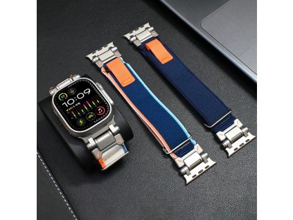 ATRAIL trailový nylonový řemínek titanové černé upínání řemínek pro Apple Watch Ultra 2 42mm 44mm 45mm 49 mm (Barva Šedá (černá))