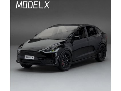 Tesla Model X 1:24 autentický sběratelský kovový model hračka na baterie s nabíjecí stanicí tesla supercharger (Barva Stříbrná)