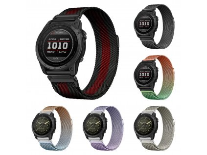 MILANESE 22mm magnetický Ocelový kovový řemínek pro Garmin Fenix Epix Milánský tah QuickFit (Barva Titanová)