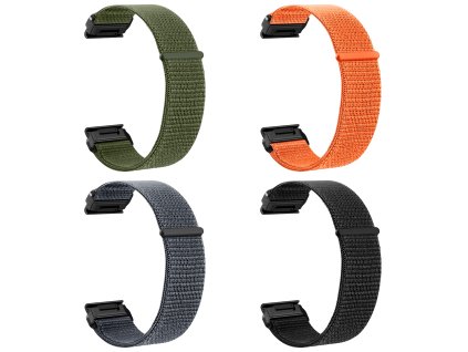 NYLON 26mm nylonový řemínek pro Garmin Fenix černý šedý QuickFit