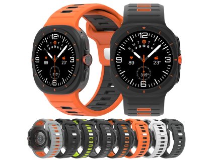 26mm široký Dvouvrstvý masivní silkonový řemínek pro Samsung Galaxy Watch Ultra 47mm (Barva Bílá/Černá)