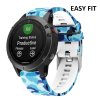 Silikonový gumový řemínek pro Garmin Fenix 22 mm CAMO maskáčový modrý EASYFIT/QUICKFIT
