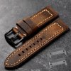 HANDMADE 22mm prošívaný hnědý kožený řemínek Garmin Fenix Epix 2 QuickFit (Barva 04-černý adaptér QiuckFit)