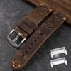 HANDMADE 22mm prošívaný hnědý kožený řemínek Garmin Fenix Epix 2 QuickFit (Barva 04-černý adaptér QiuckFit)