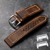 HANDMADE 22mm prošívaný hnědý kožený řemínek Garmin Fenix Epix 2 QuickFit (Barva 04-černý adaptér QiuckFit)