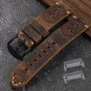 HANDMADE 22mm prošívaný hnědý kožený řemínek Garmin Fenix Epix 2 QuickFit (Barva 04-černý adaptér QiuckFit)