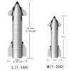 Super Heavy Starship SpaceX Mechazilla chopsticks raketa reálný sběratelský model maketa rakety 68cm (Barva V7: Starship stříbrná černá 25cm)