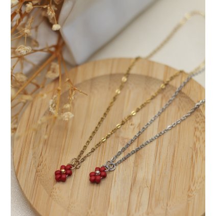 Kytička na řetízku - matná cihlově červená