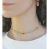 Choker - PASTEL / modrá, zlaté detaily
