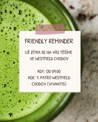 Už zítra se na vás těšíme ve Westfield Chodov. 💚 Přijďte ochutnat matchu od NIPPAN TEA – naše Jana vám v “Vivantis matcha...