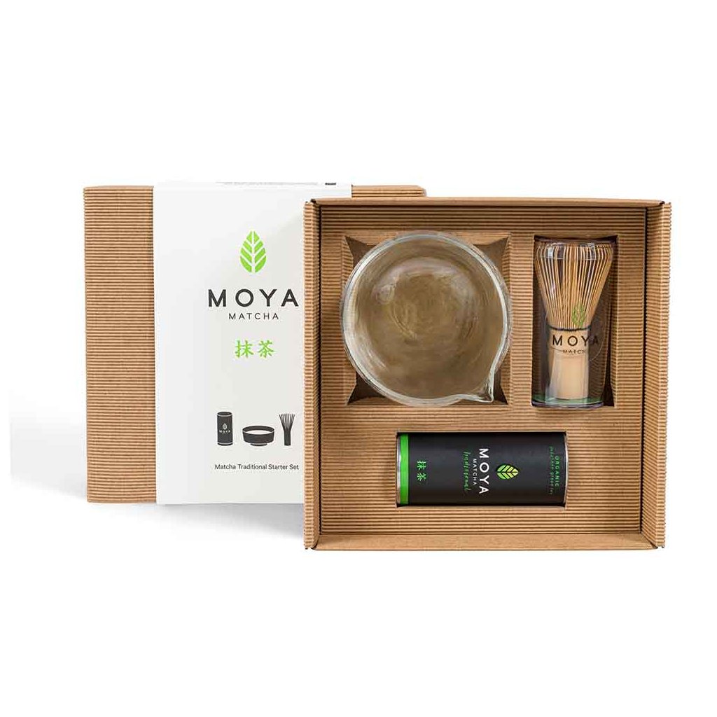 moya matcha starter set bowl double glass with a spout front new small