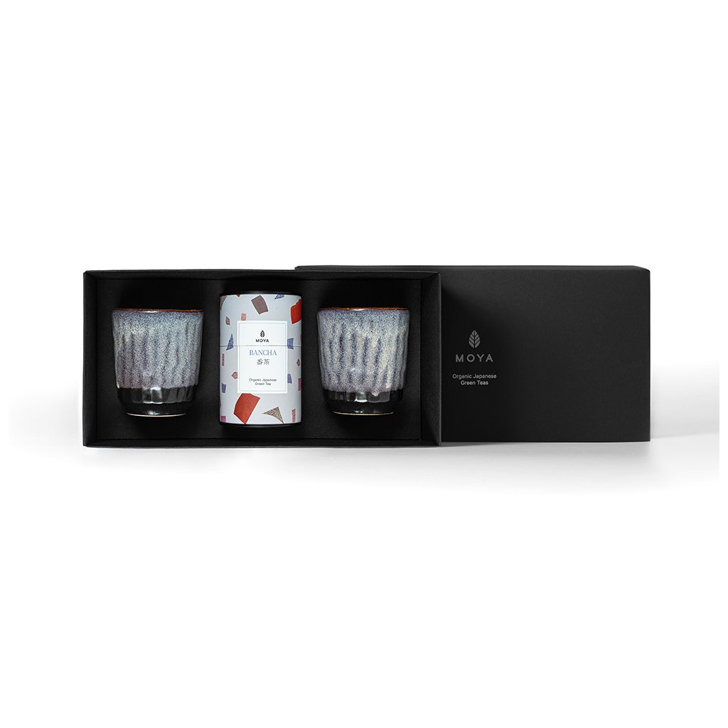 Zestaw Herbata Lisciasta Moya Bancha i Dwa Kubki Murasaki w pudelku front