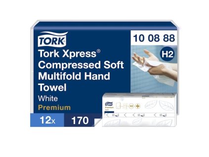 Papierové utierky skladané ZZ 2-vrstvové, TORK Xpress Multifold stlačené jemné H2, (12 bal. x 170)