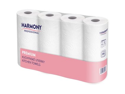 Kuchynské utierky 3-vrstvové, HARMONY Professional, celulóza, návin 10,5 m, (4 ks)