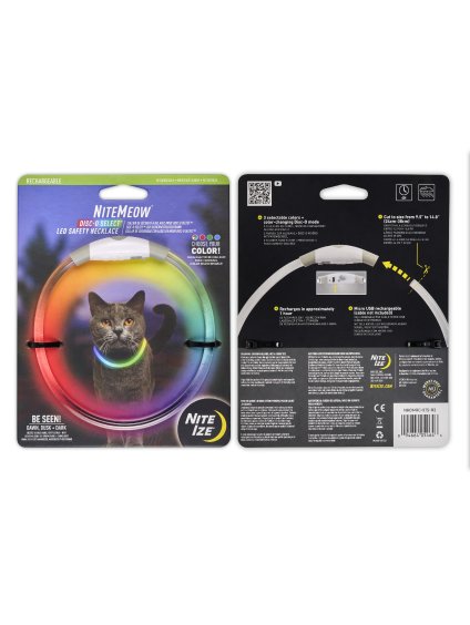 Nabíjecí LED bezpečnostní obojek Nite Ize NiteMeow™ Rechargeable LED Safety Necklace Disc O Select™ (2)