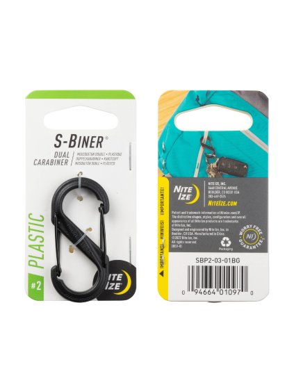 Nite Ize S Biner Plastová oboustranná karabina #2 Černá 12 ks