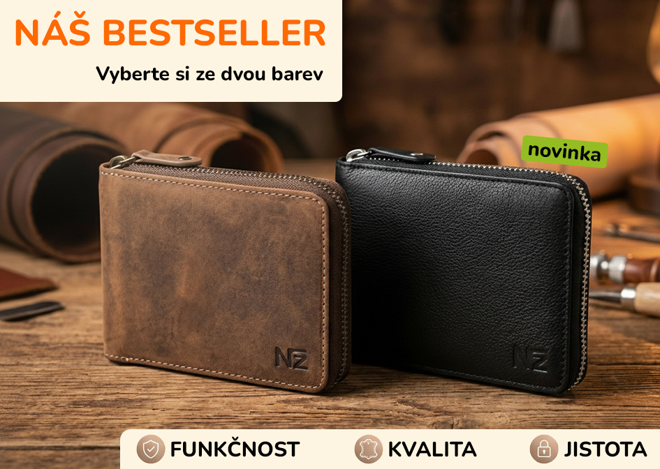 Poznejte peněženku model N232 v hnědé broušené kůži nebo černé mekké kůži.