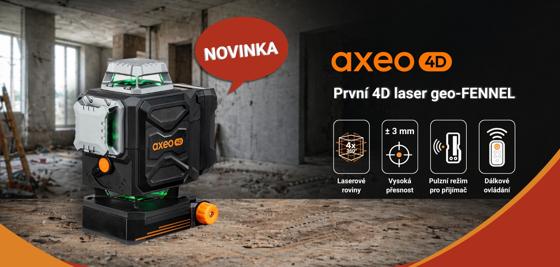 Novinka křížový laser Axeo4D