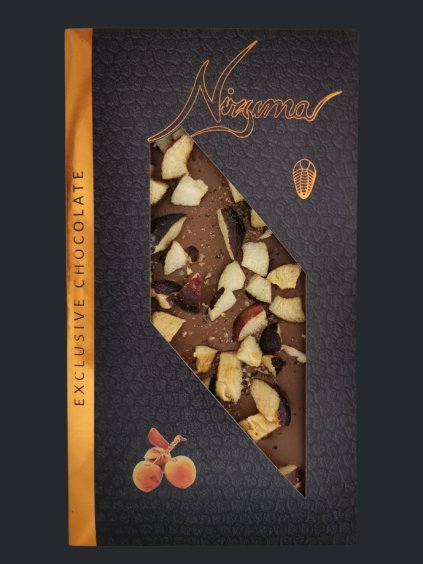 Mléčná čokoláda 33,6 se švestkami 125g velká, řemeslná, exkluzivní, dárková