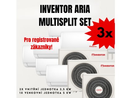 AKCE 3x MULTISPLIT set INVENTOR ARIA 2x 3,5 kW vnitřní jednotka a 1x 5 kw venkovní jednotka | NKKLIMA.CZ