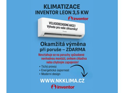 Okamžitá výměna při poruše ZDARMA! Inventor klimatizace LEON 3,5 kW | NKKLIMA.CZ